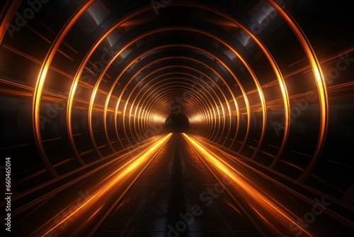 Golden light tunnel for fast motion and time travel