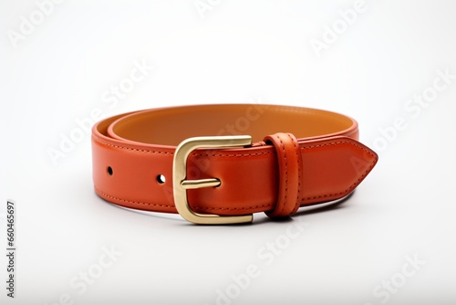A brown leather belt isolated on a white background