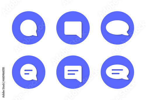 Speech bubble, message, comment icon vector in blue circle. Social media communication element Free Download Speech bubble, message, comment icon vector in blue circle. Social media communication element - GFXLoad