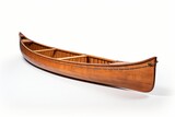 A wooden kayak or canoe isolated on a white background
