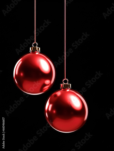 Red Christmas ball isolated on black background.