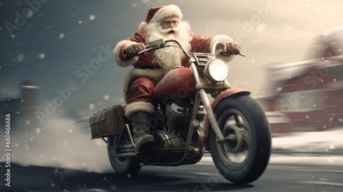  santa claus, dance, xmas, kick, beauty, december, gift, celebration, winter, hat, season, funny, motorcycle, santa claus on a motorcycle, fun, drive, extreme © Olena