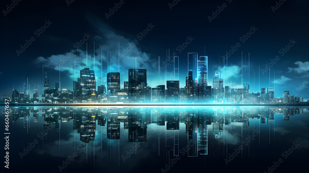 Futuristic Smart City Background Technology Concept