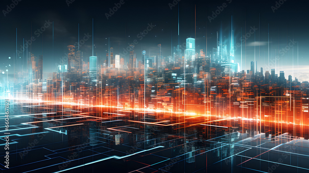 Futuristic Smart City Background Technology Concept