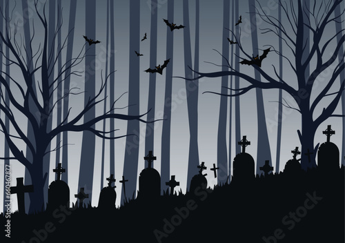 Free vector Halloween background in flat design  with haunted castle in dark night