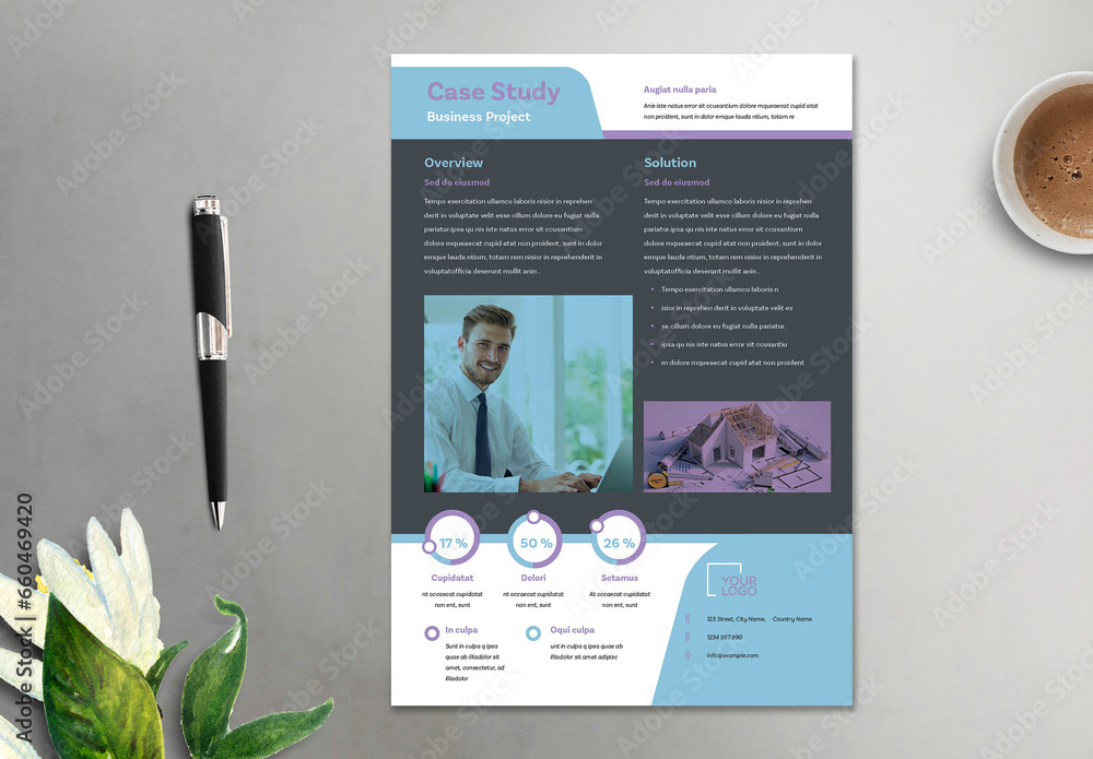 Batch34_Business Case Study with Blue and Purple Accents Stock Template ...
