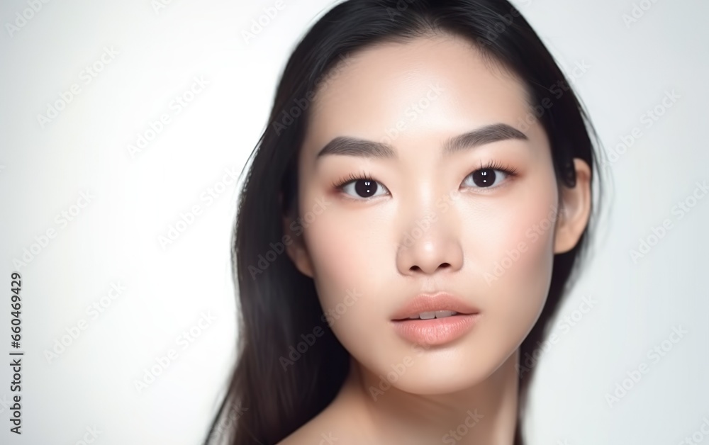 Beautiful Asian Woman. Close up face. AI, Generative AI Beautiful Asian Woman. Close up face. AI, Generative AI