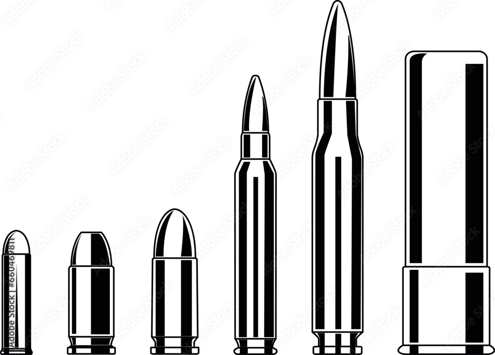 Bullets Ammo SVG Cut File for Cricut and Silhouette, EPS ,Vector, PNG , JPEG, Zip Folder - obrazy, fototapety, plakaty 