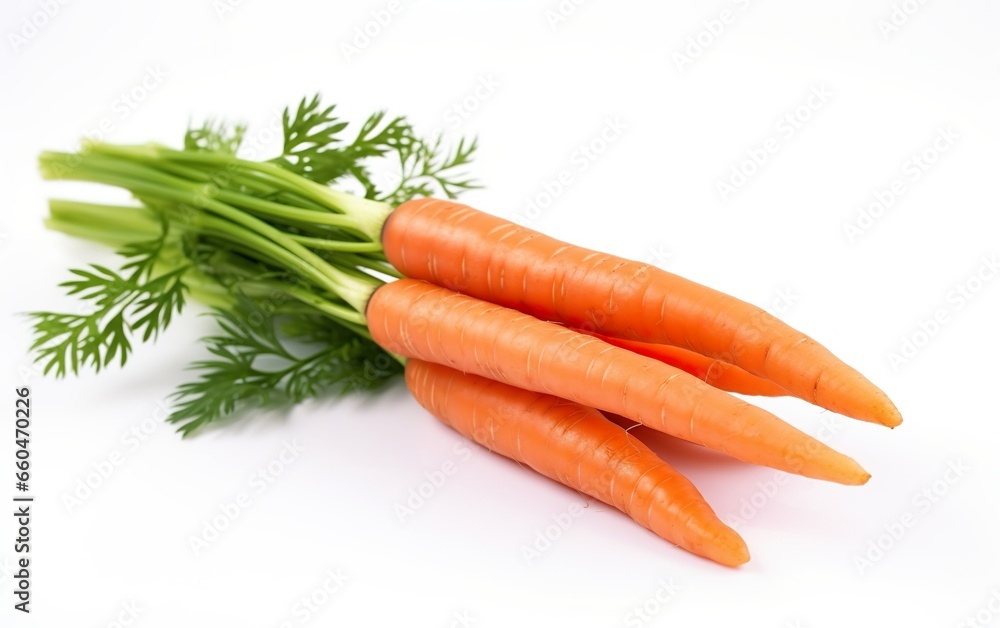 Carrots isolated on white background. AI, Generative AI Carrots isolated on white background. AI, Generative AI