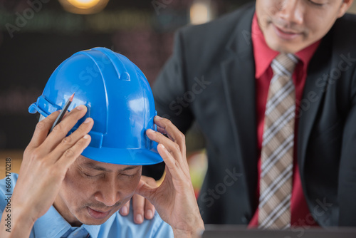 Obraz na plátně Boss manager touch the shoulder for encourage counseling employee teamwork