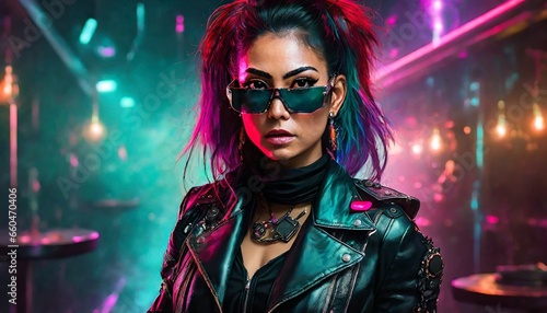 cyberpunk woman in a nightclub