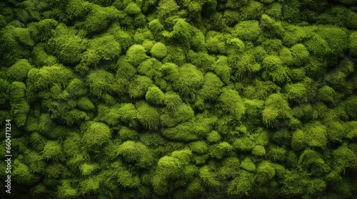Wall covered in green moss ...