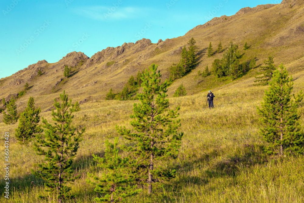 Obraz premium the picturesque Nurali ridge in the uchalinsky district in the southern Urals in the republic of Bashkortostan on a beautiful summer day
