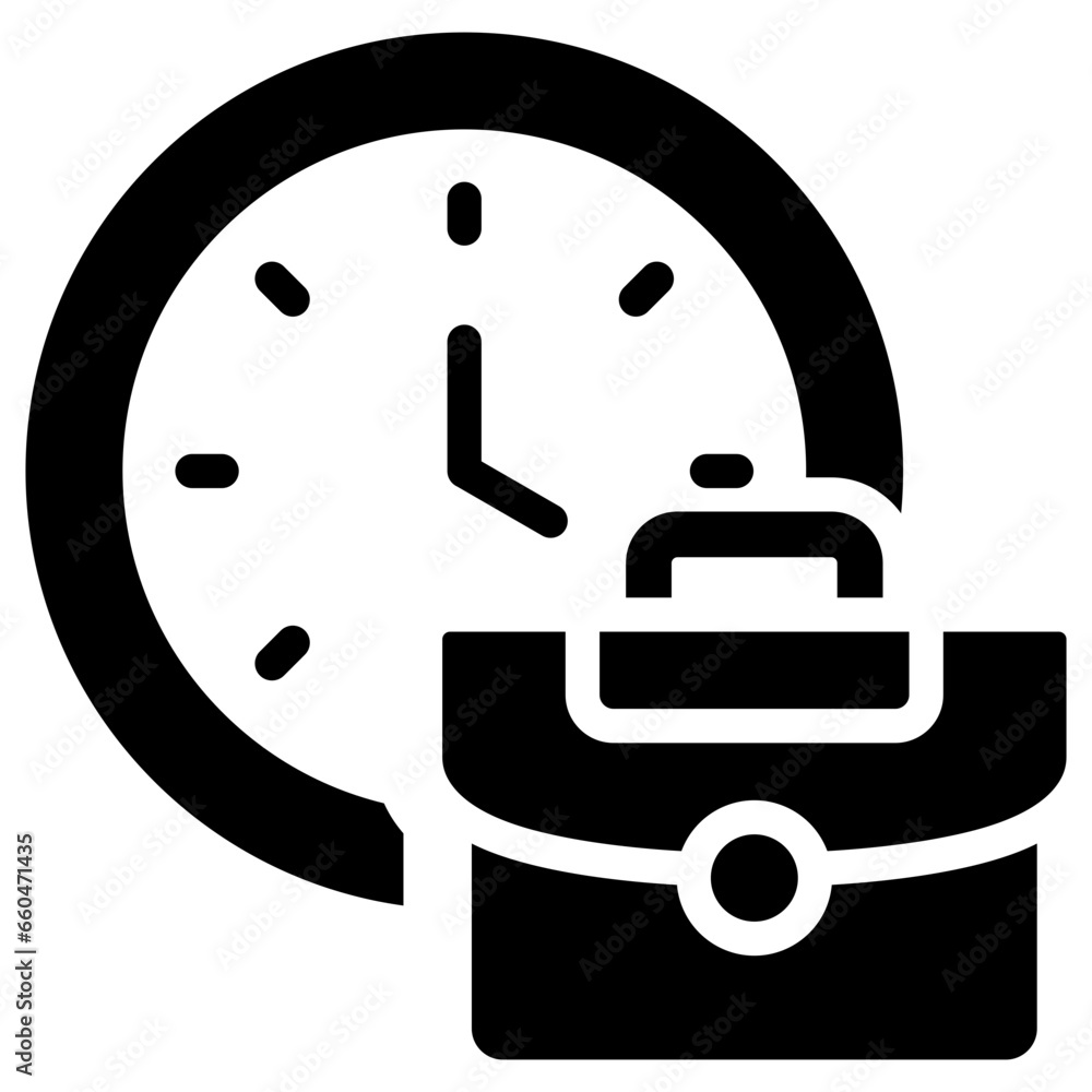 Working Time Glyph Icon Working Time Glyph Icon