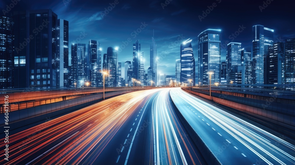 Fototapeta premium Modern urban transportation concept with cityscape background