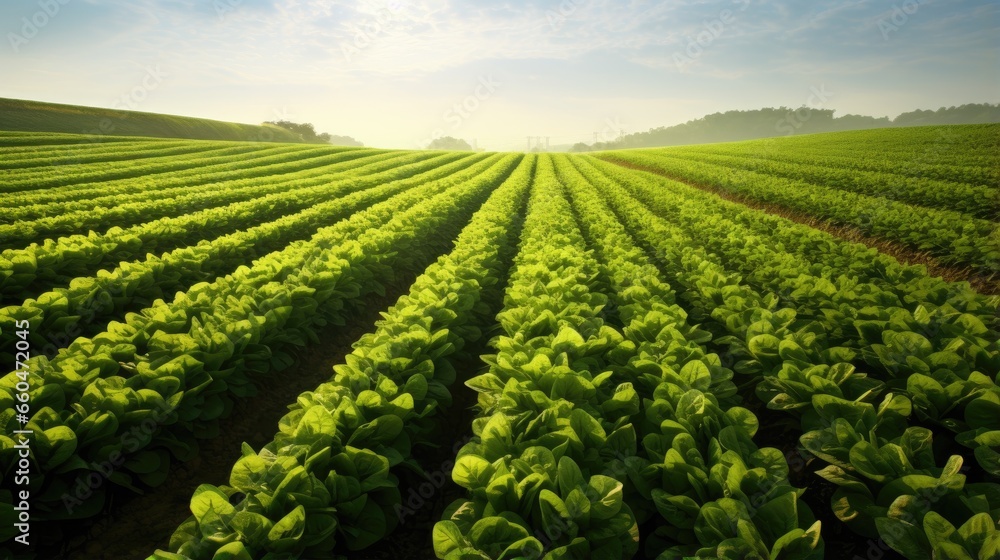 Thriving mustard farming areas with irrigation systems produce excellent agricultural products Garden crops are ready for harvest - obrazy, fototapety, plakaty 
