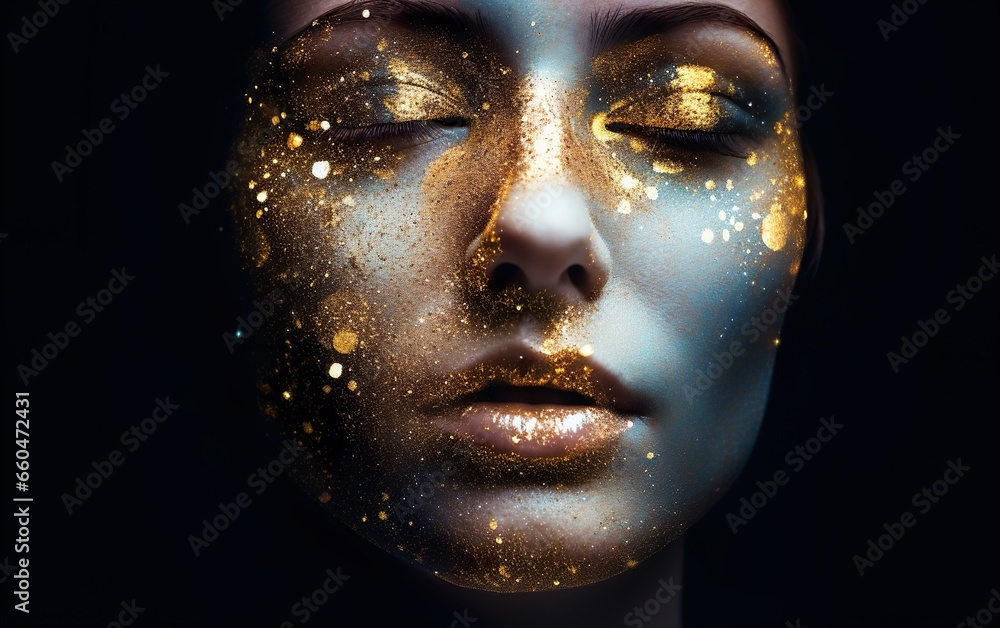 Glittery face with generative. AI, Generative AI Glittery face with generative. AI, Generative AI