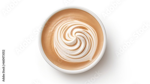 Spiral foam on white background with coffee