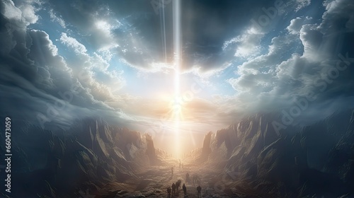 Spiritual background with cinematic clouds and light rays perfect for worship prayer and fantasy