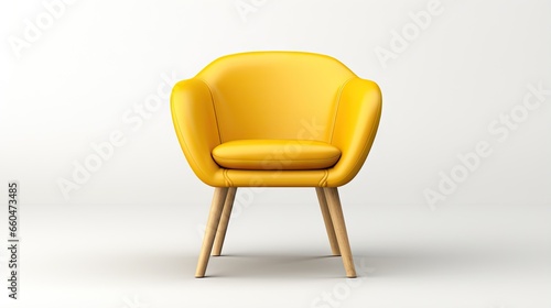 Modern yellow chair on whit...