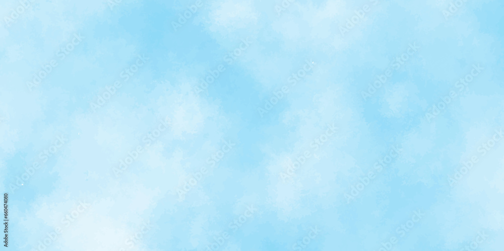 Defocused and blurry wet ink effect sky blue color watercolor background, blurred and grainy Blue powder explosion on white background, Fluffy, puffy, fresh and shiny clouds on a windy sky.	