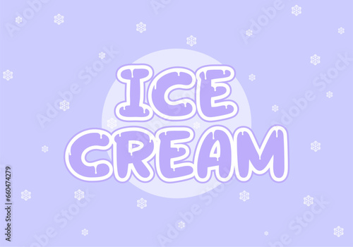 ice cream text effect with ice effect and light blue color