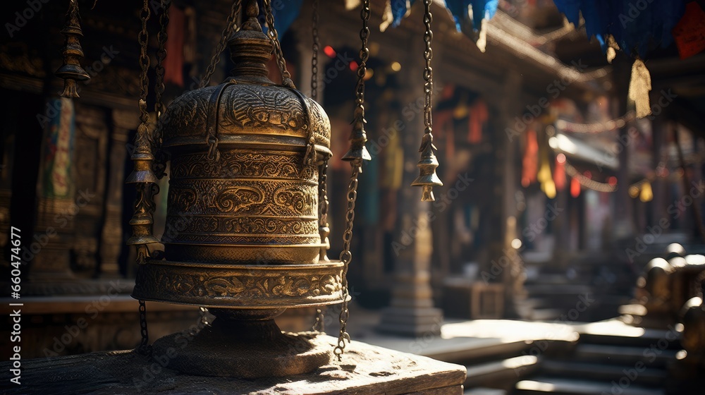 Prayer wheel in ancient complex in Kathmandu Nepal - obrazy, fototapety, plakaty 
