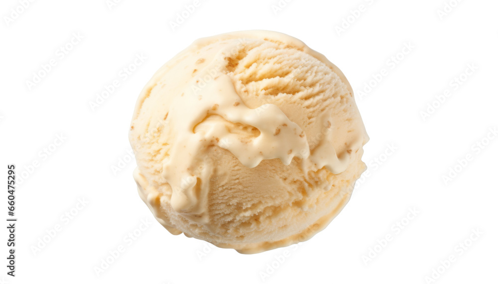 vanilla ice cream ball isolated on transparent background cutout