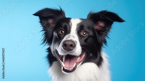 Stunning photo of a joyful healthy black and white border collie in a studio © vxnaghiyev