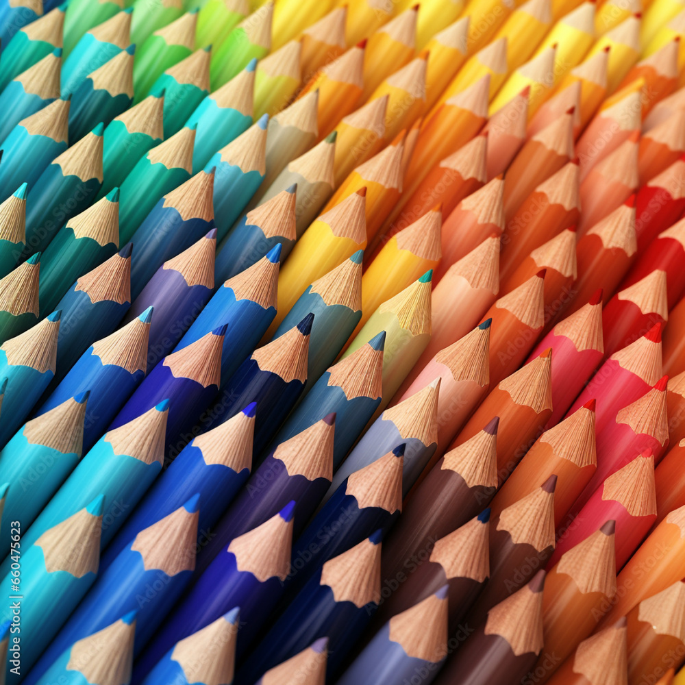 Fototapeta premium background filled with colorful pencils, Al Generation