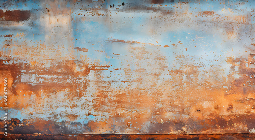 Blue Rusted Wall Texture, Old Iron Texture With Copy Space Blue Rusted Wall Texture, Old Iron Texture With Copy Space