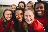 Group portrait of a female soccer team