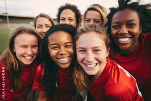 Group portrait of a female soccer team
