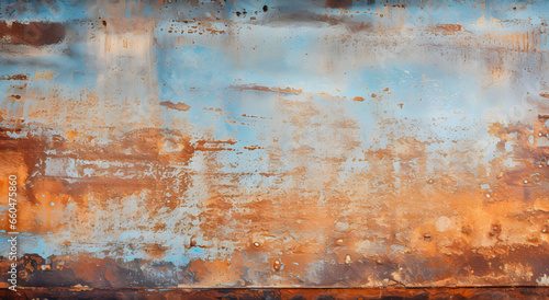 Blue Rusted Wall Texture, Old Iron Texture With Copy Space