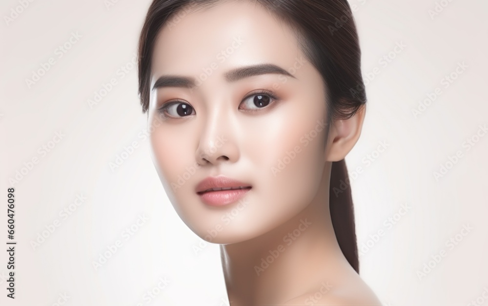 Portrait of Beautiful Asian Woman with her Smooth skin. AI, Generative AI Portrait of Beautiful Asian Woman with her Smooth skin. AI, Generative AI