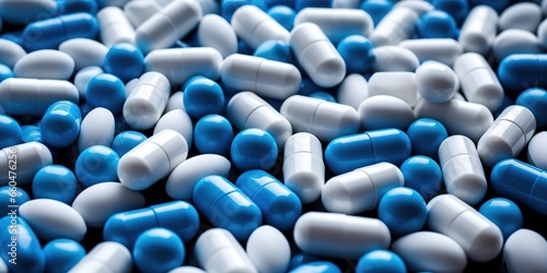 Pile of Blue and white capsules © Zaleman