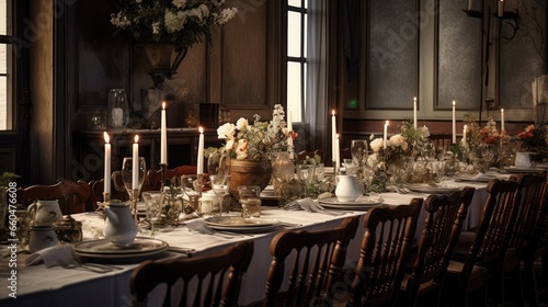 White clothed banquet table...