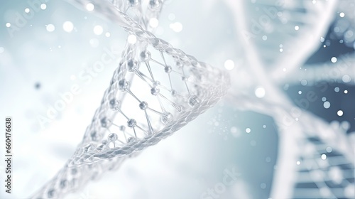 White DNA structure 3D illustration on abstract background
