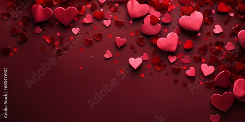 Romantic background with Valentine's day hearts with copy space.