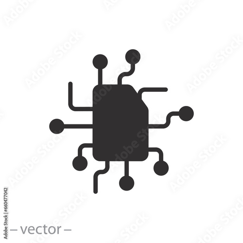 eSIM circuit card icon, flat symbol - editable stroke vector illustration