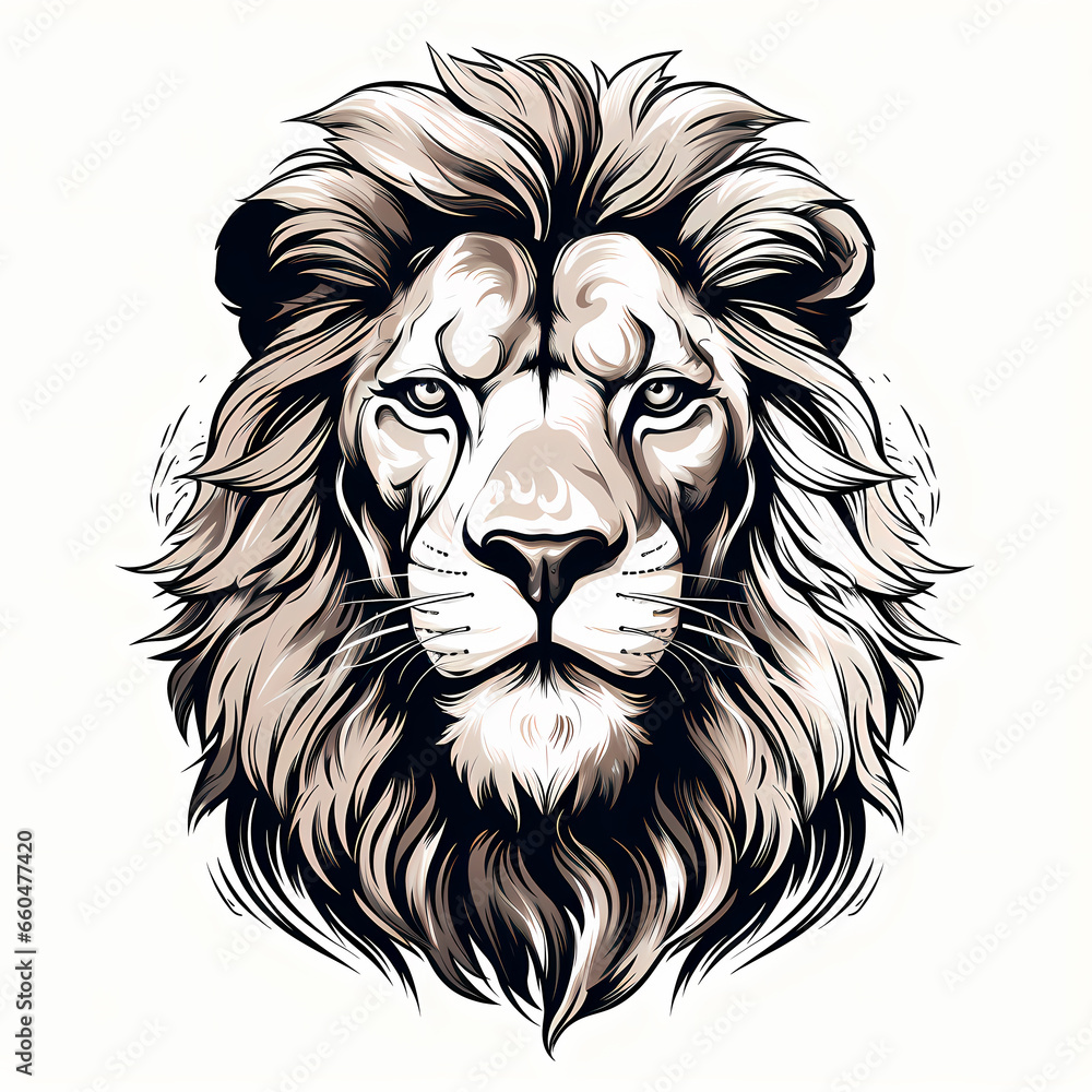 illustration of imposing big feline in grayscale illustration of imposing big feline in grayscale