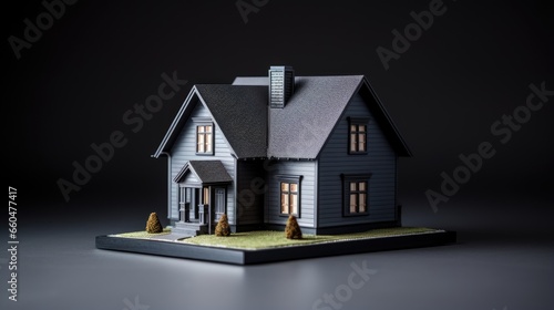 Small 3D printed house on gray background for home or real estate market © vxnaghiyev