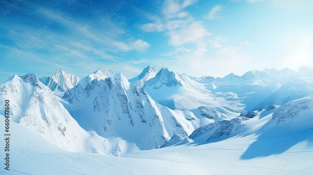 Winter s snowy mountain panorama