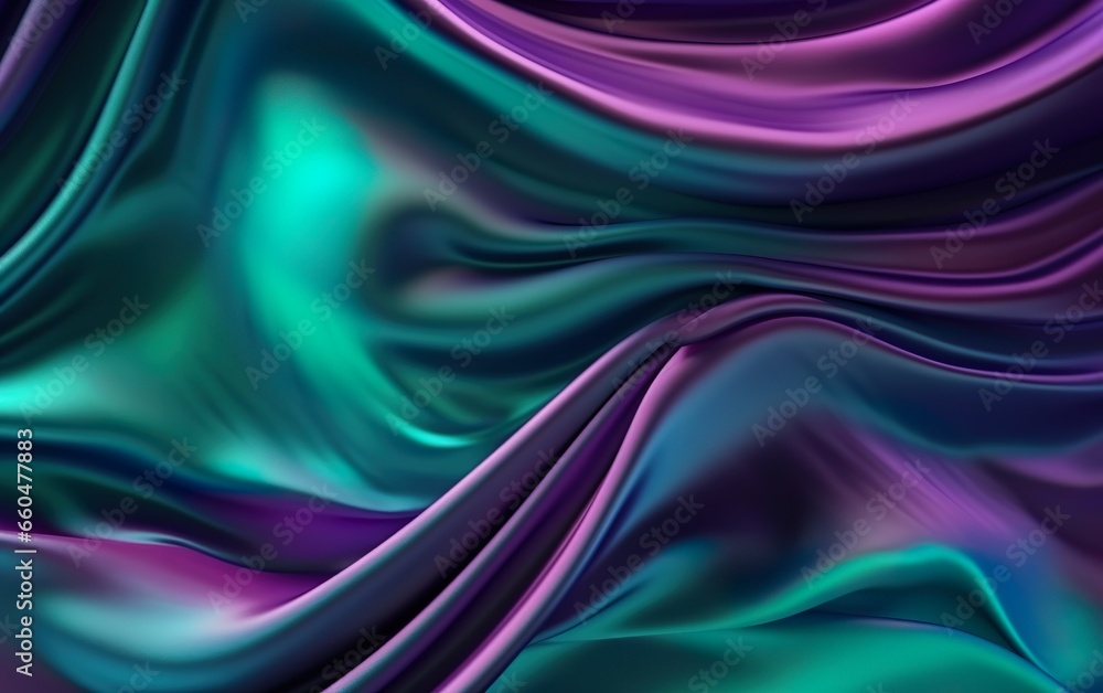 Fototapeta premium Silk satin. Gradient. Wavy folds. Shiny fabric surface. AI, Generative AI