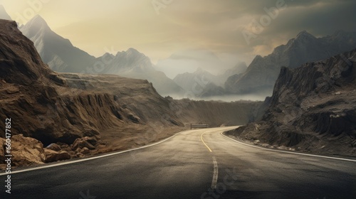 Mountain road descending quickly at high speed