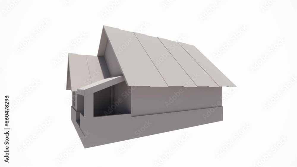 3d rendering video model of a simple rural house black white 3d rendering video model of a simple rural house black white