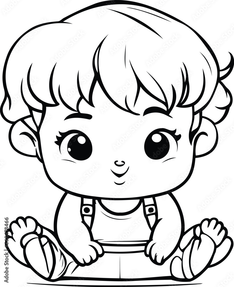 Cute Little Boy Cartoon Mascot Character Vector Illustration.
