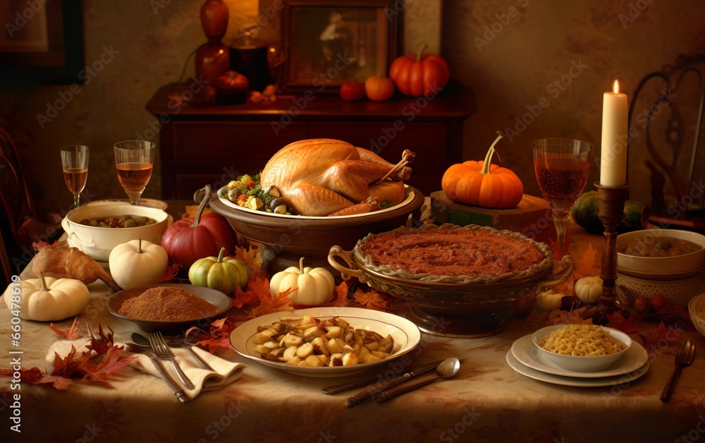 Thanksgiving country dinner. AI, Generative AI Thanksgiving country dinner. AI, Generative AI