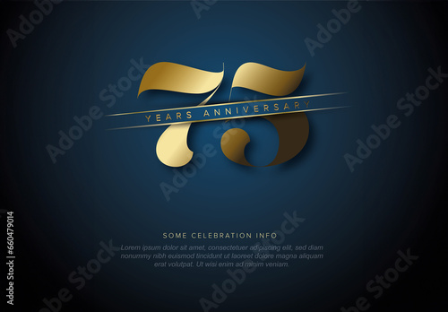 Obraz na płótnie Seventy five years dark blue luxury anniversary card template w salonie