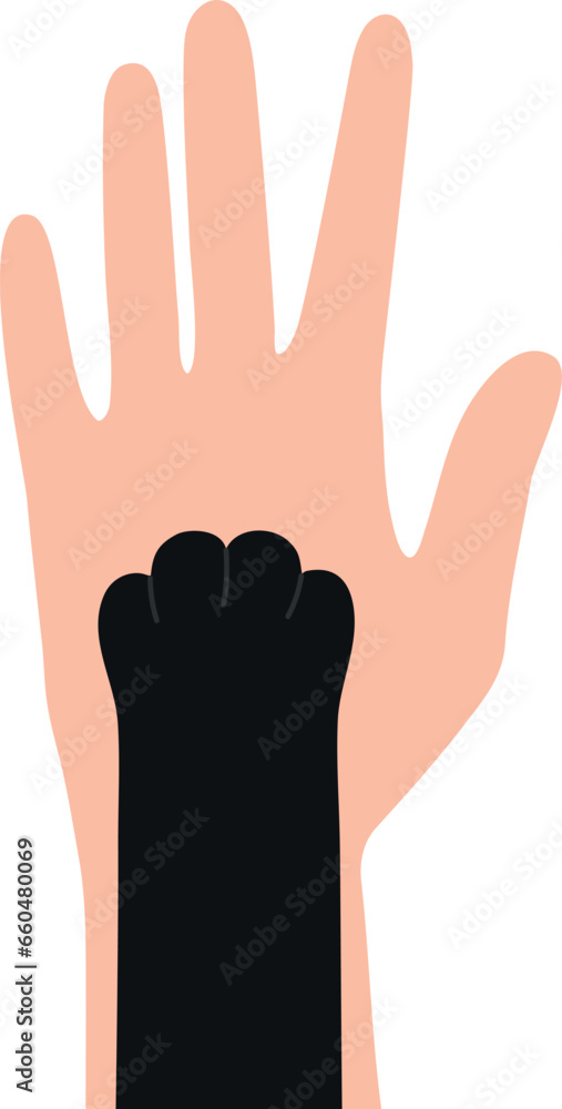 Cat paw on human hand isolated on white background. Man holding cat paw. Adopt a pet, pet donate and veterinarian care concept. Vector illustration Cat paw on human hand isolated on white background. Man holding cat paw. Adopt a pet, pet donate and veterinarian care concept. Vector illustration